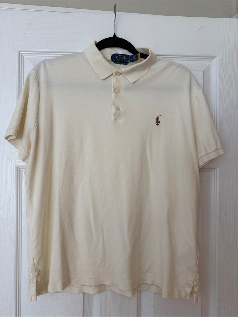 Polo by Ralph Lauren Men's Cream Polo Shirt- L